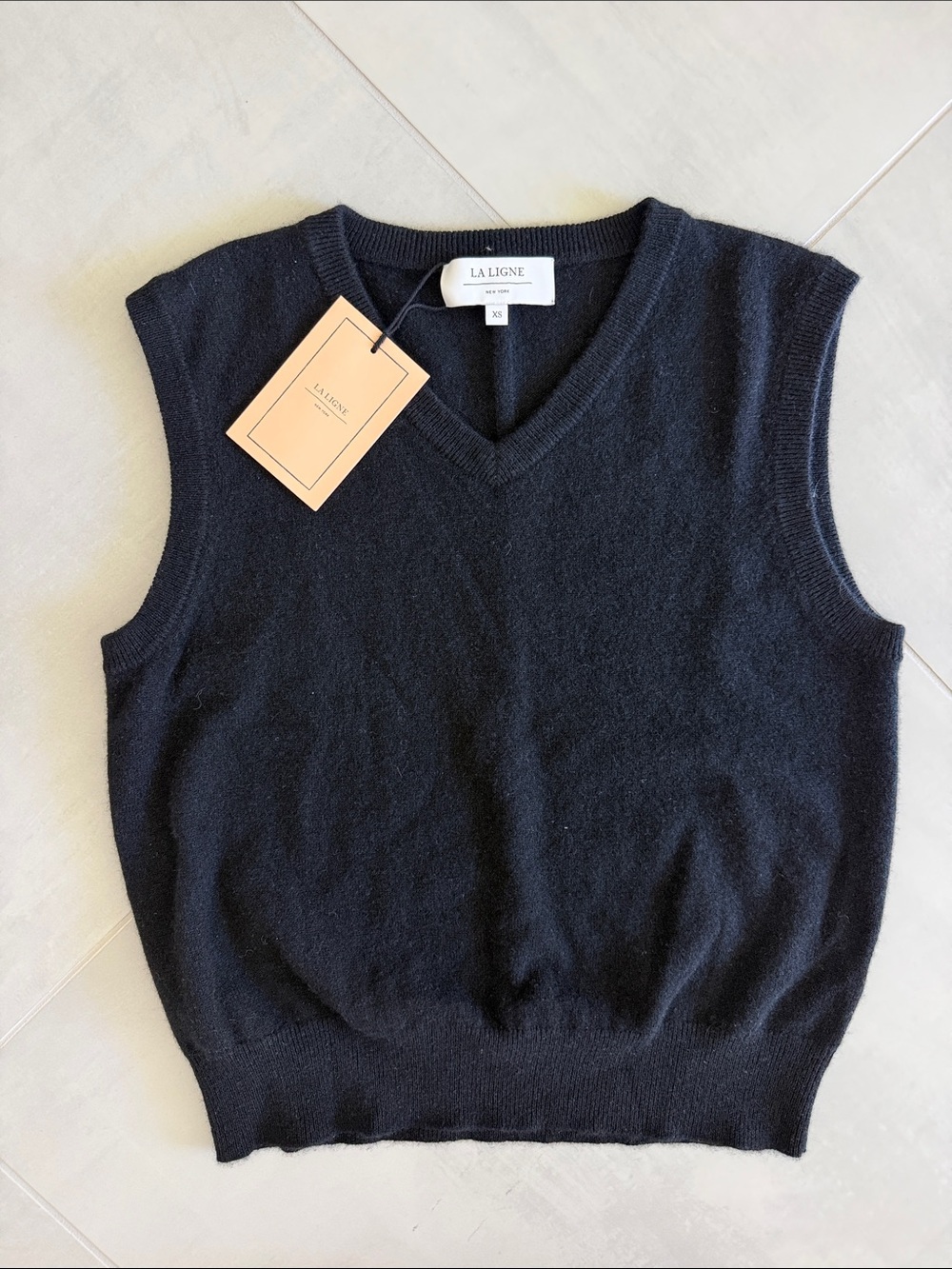 La Ligne Black Sleeveless V-Neck Cashmere-Blend Sweater Vest